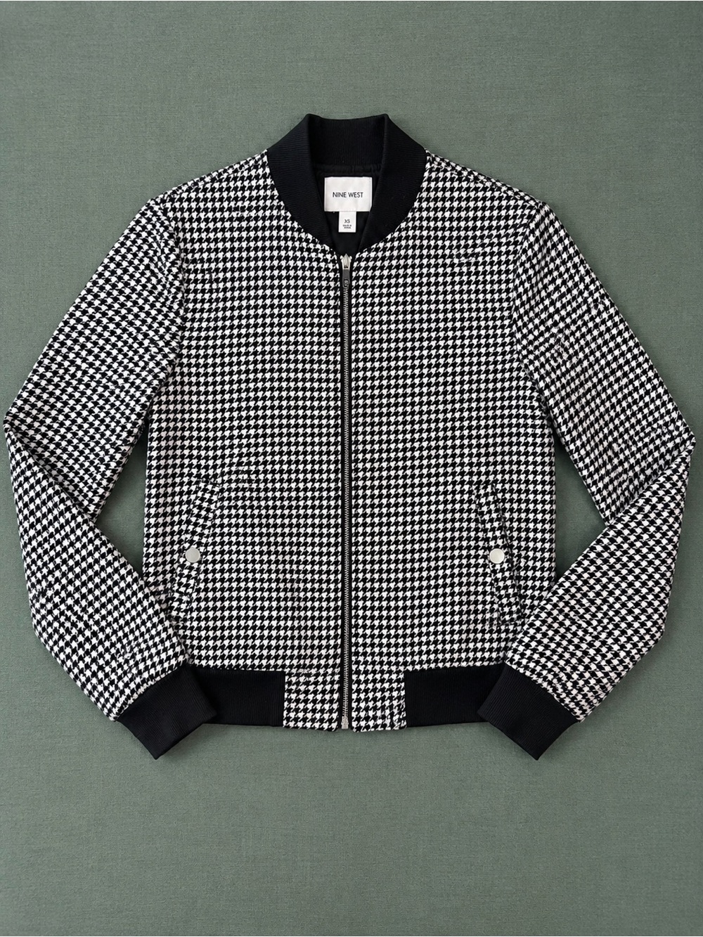 Nine West Black and White Houndstooth Jacket XS Pre-Owned